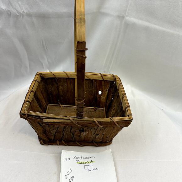 Wood Bark Basket Vintage Handmade 8 x 6" on top 4.5" tall - Picture 11 of 11